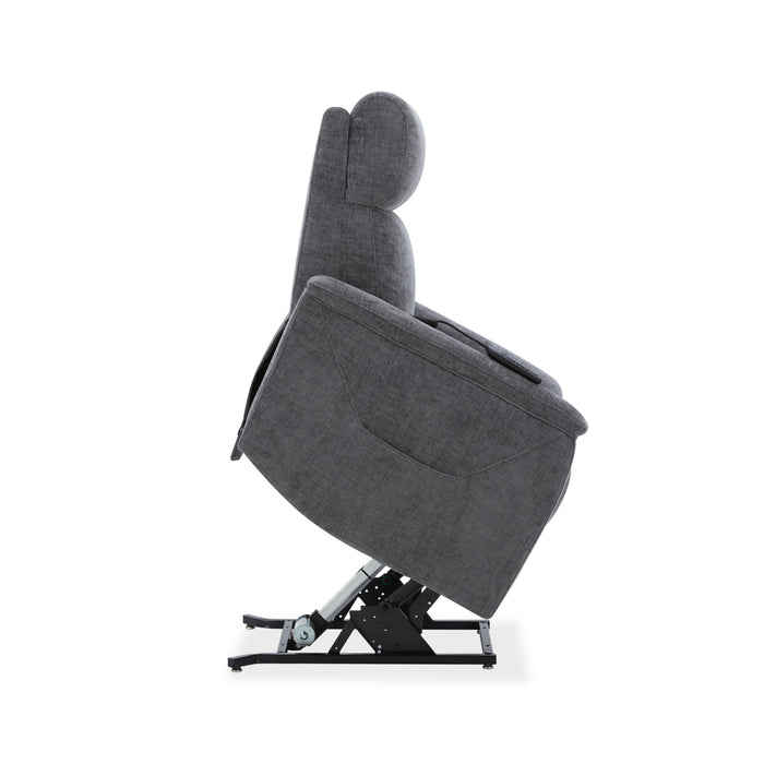 Luma - Petite Power Lift Recliner With Power Headrest, Lumbar, Heat & Massage - Dark Gray