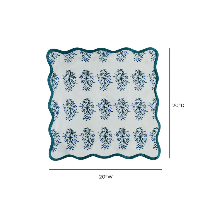 Crissy - Cotton Canvas Printed Napkins (Set of 4) - Blue Cornflower