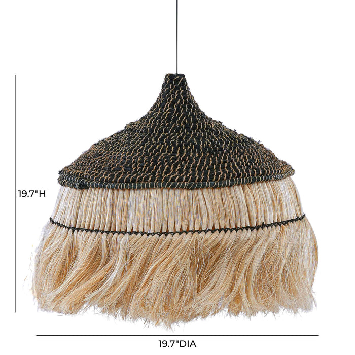 Sula - Upcycled Abaca Pendant Lamp - Natural / Black