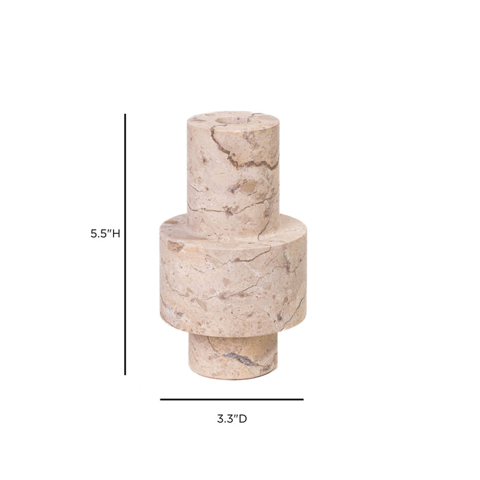 Natural Turned Candle Holder - Travertine