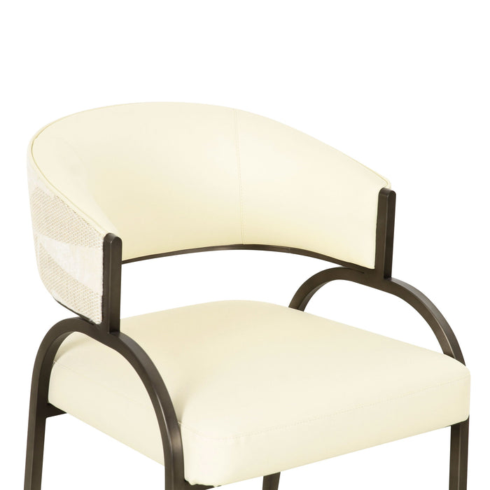 Tatum - Vegan Leather And 2-Tone Jacquard Dining Chair - Cream