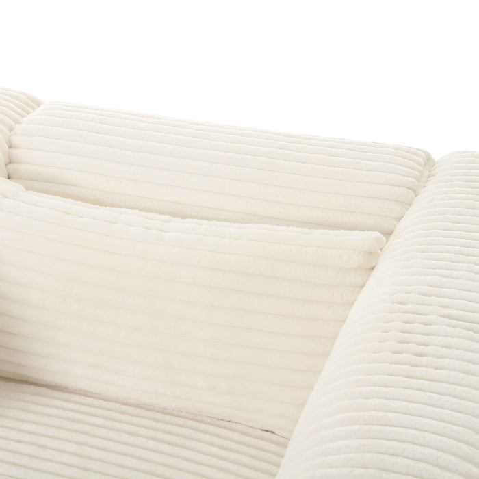 Tarra - Fluffy Oversized Corduroy Modular Sofa - Cream