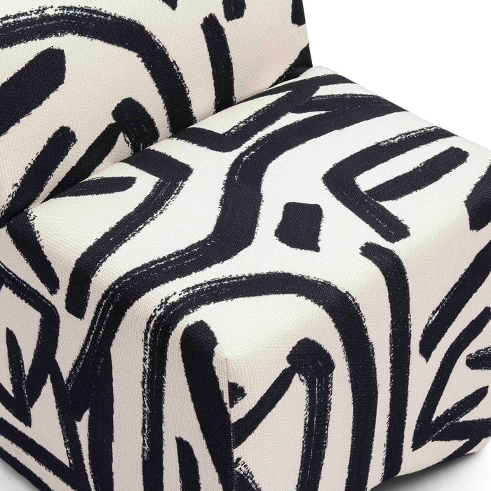 Pippa - Brushstroke Print Stool - Black / White