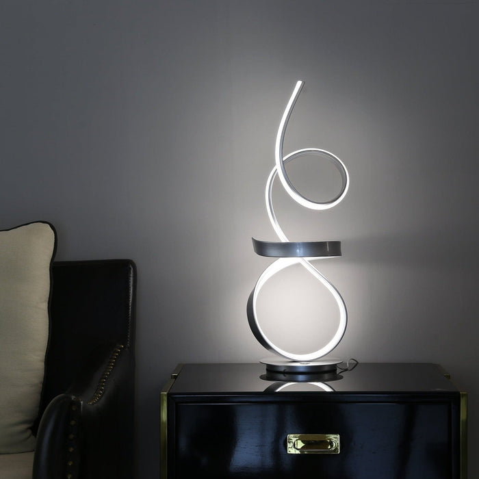Amsterdam Silver Table Lamp - LED Strip & Touch Dimmer
