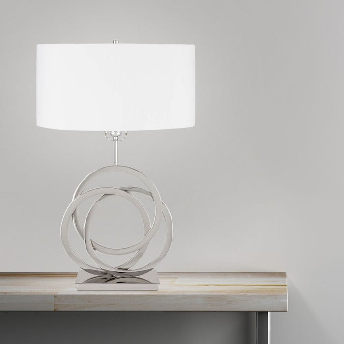 Chrome Circles Table Lamp // 1 Light // USB Charger