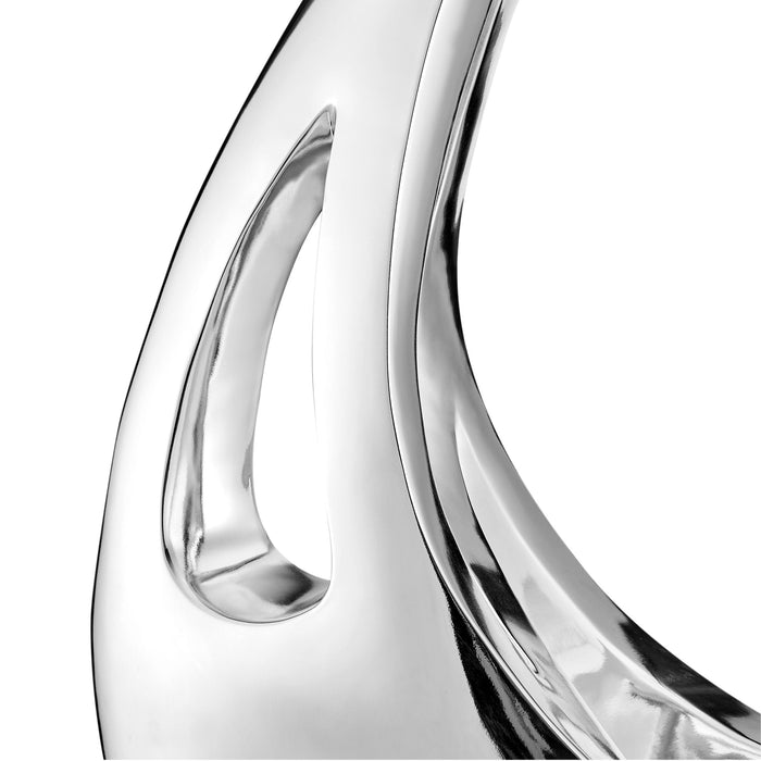 Chrome Sail Floor Sculpture With Black Stand, 70" Tall