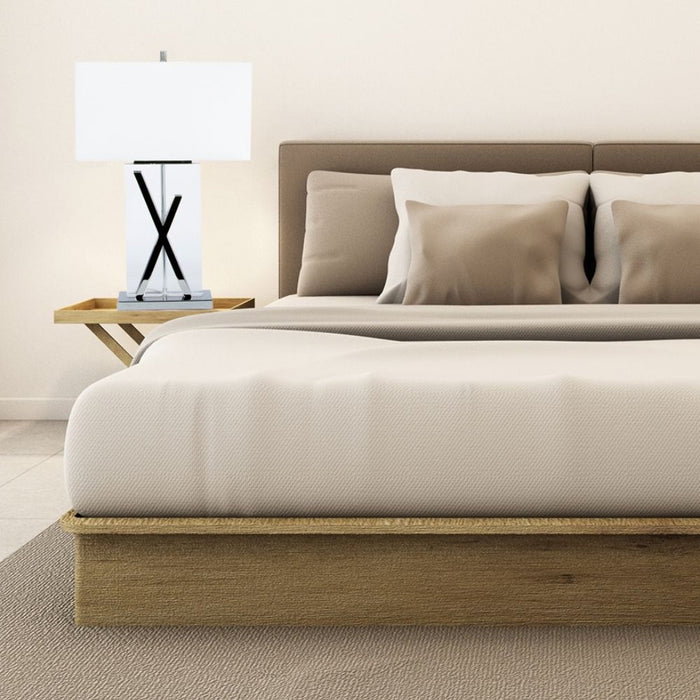 Chrome and Crystal X Table Lamp // 1 Light // USB Charger