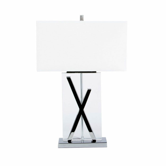 Chrome and Crystal X Table Lamp // 1 Light // USB Charger