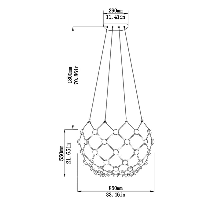 Contemporary LED Basket Chandelier // Medium // Black