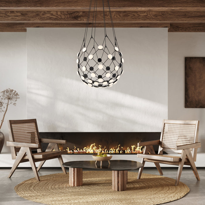 Contemporary LED Basket Chandelier // Medium // Black