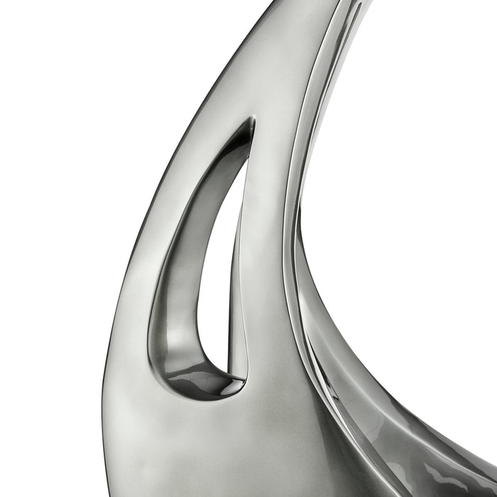 Dark Gray Sail Floor Sculpture With White Stand, 70" Tall