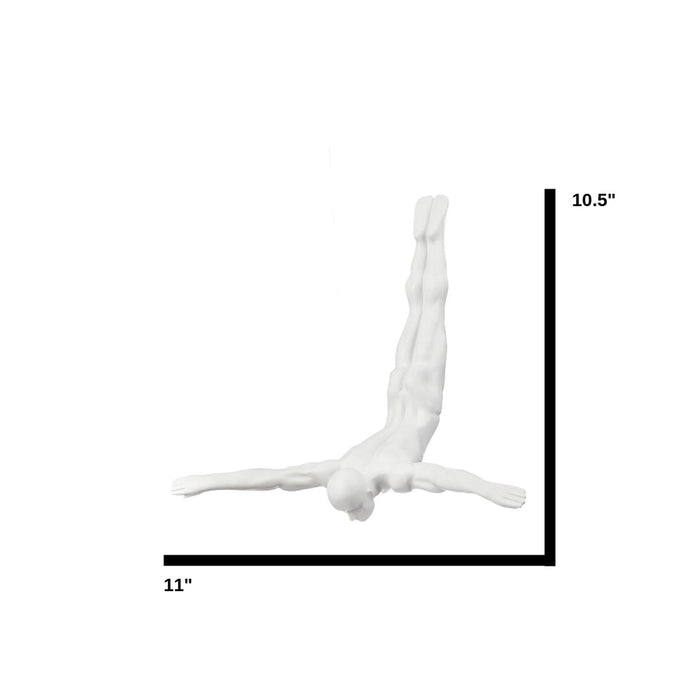Diver Wall Decor Sculpture //11" Matte White