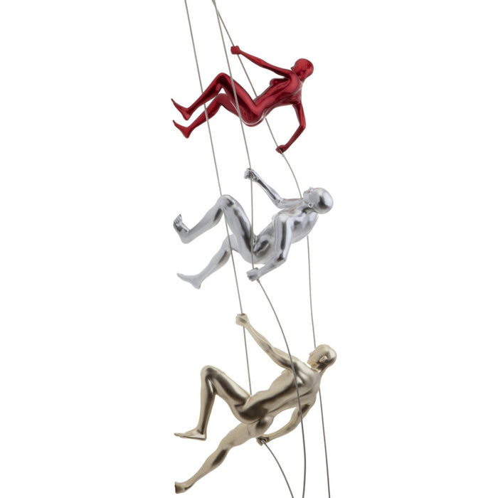 Gold, Metallic Red, & Chrome Wall Sculpture Climbing Set