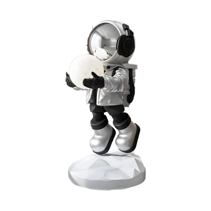 Hadfield takes the Moon // Lighted Astronaut- Sculpture // Black & Silver