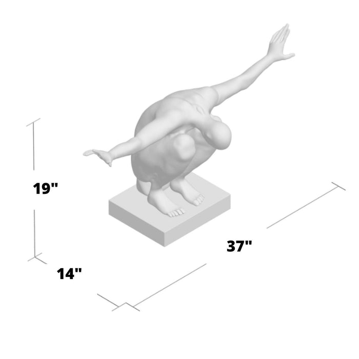 Large Saluting Man Resin Sculpture 37" Wide x 19" Tall // Gold