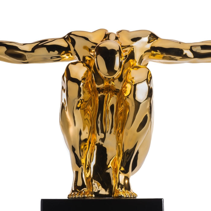 Large Saluting Man Resin Sculpture 37" Wide x 19" Tall // Gold