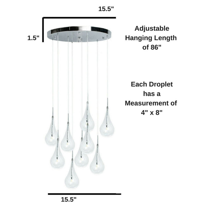 Modern Glass Drops Chandelier // 9 Light