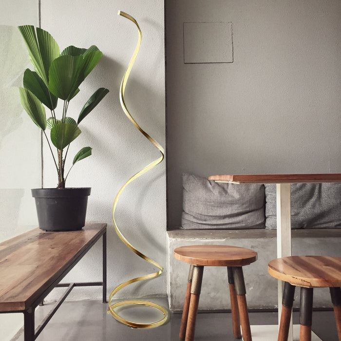 Modern LED Spiral Floor Lamp //  Sandy Gold