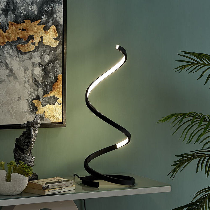 Modern Spiral LED Table Lamp // Led Strip // Matte Black
