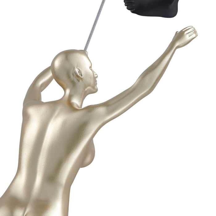 Climbing Couple Set of Two Wall Sculptures, Matte Black & Gold