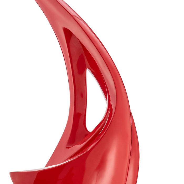 Red Sail Floor Sculpture With Black Stand, 70" Tall