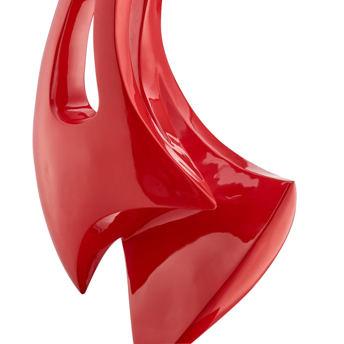 Red Sail Floor Sculpture With Black Stand, 70" Tall
