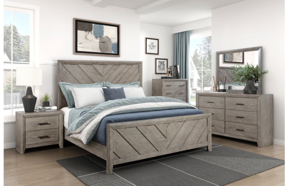 Silas - Queen Panel Bed, Dresser, Mirror, Nightstand - Closeout