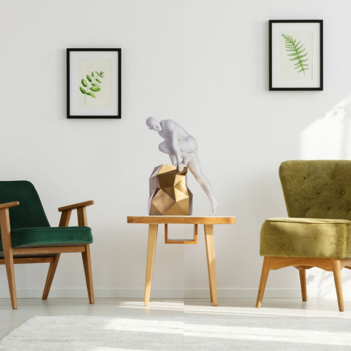 Sensuality Man Sculpture // Matte White and Gold