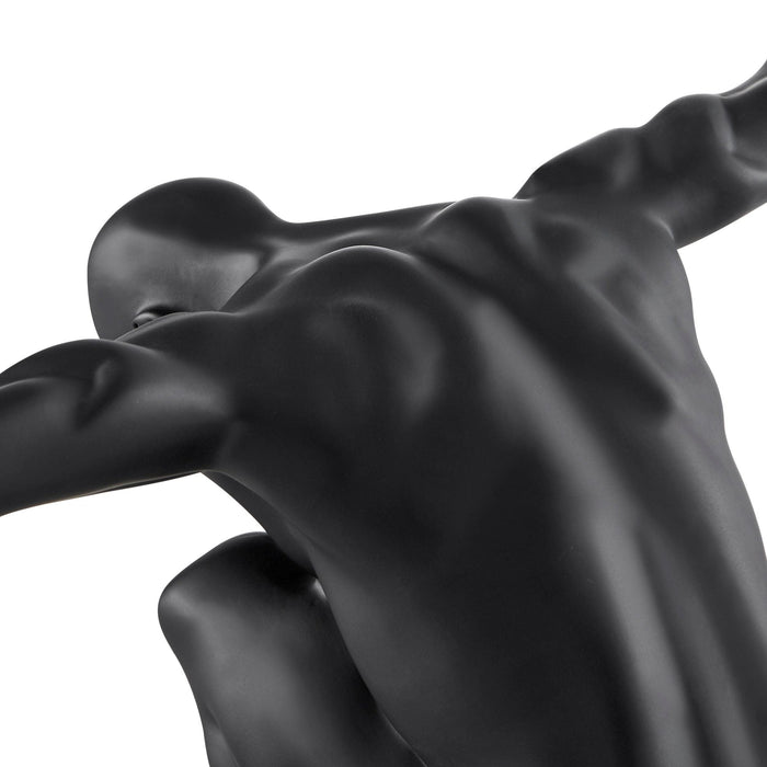 Small Saluting Man Resin Sculpture 17" Wide x 10.5" Tall // Black