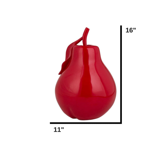 Solid Color Pear Sculpture // Red