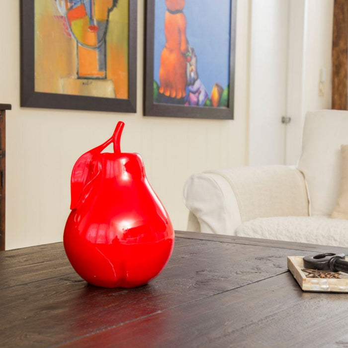 Solid Color Pear Sculpture // Red