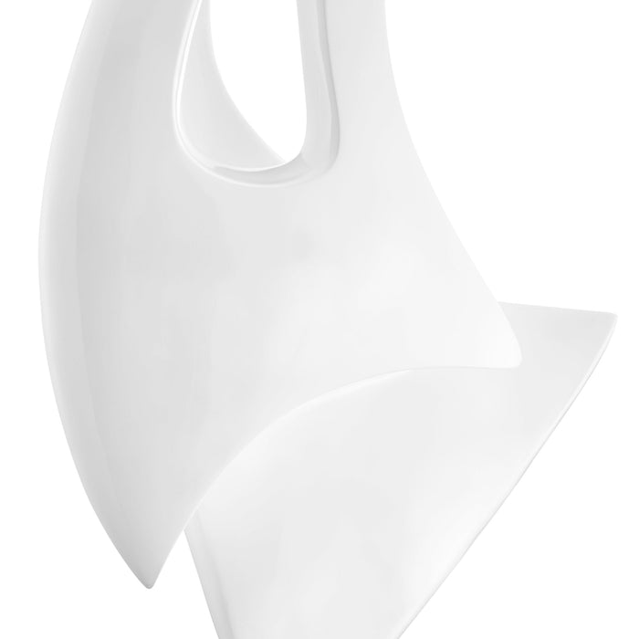 White Sail Floor Sculpture With Black Stand, 70" Tall