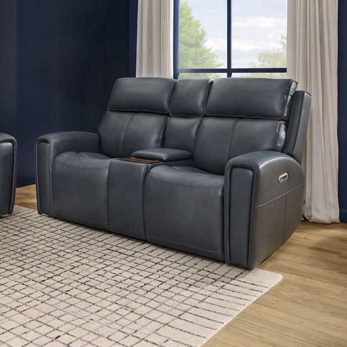 Warren - Power Reclining Loveseat With Console, Power Headrest & Lumbar - Black