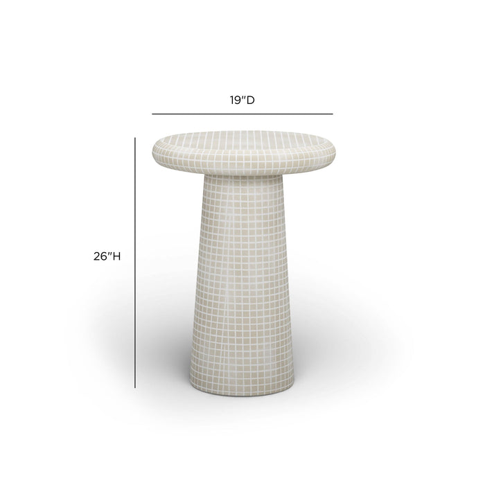 Monica - Tiled Pattern Tall Side Table - Beige