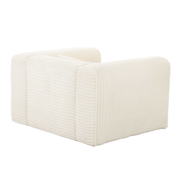 Tarra - Fluffy Oversized Corduroy Armchair - Cream