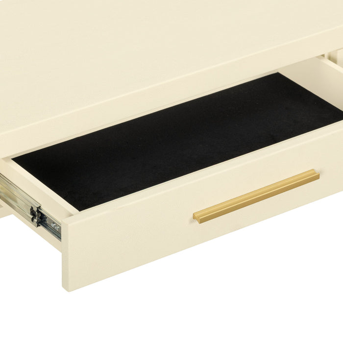 Dani - Faux Shagreen 2-Drawer Console Table - Cream
