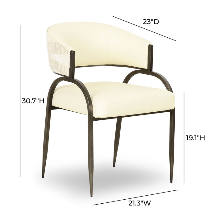 Tatum - Vegan Leather And 2-Tone Jacquard Dining Chair - Cream