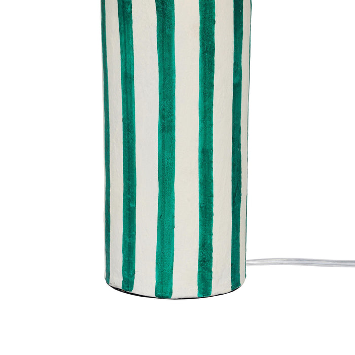 Ravello Green Striped Papier Mache Table Lamp