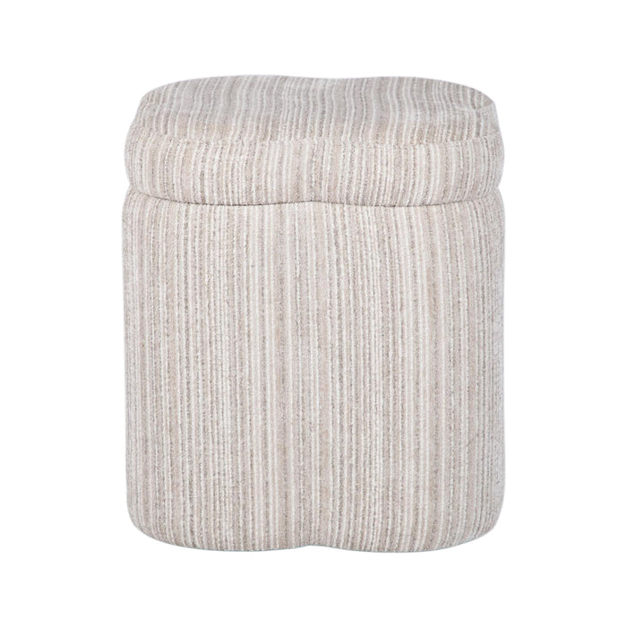 Lilou - Striped Jacquard Storage Stool - Cream