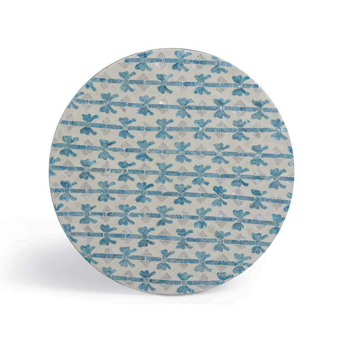 Lady - Capiz Shell Round Side Table - Blue Ribbon