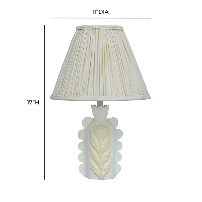 Edith - Scalloped Papier Mache Flower Pleated Table Lamp - Cream