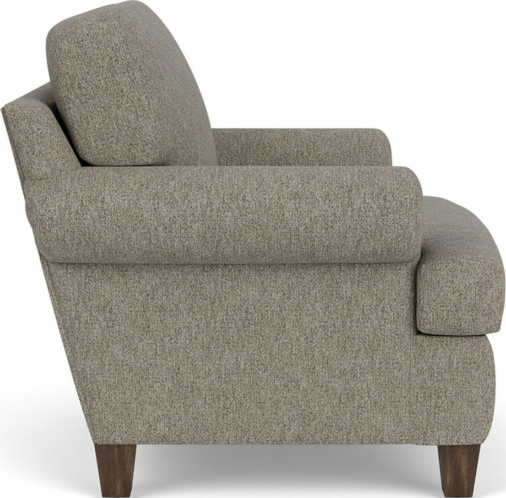 Moxy - Fabric Arm Chair, T-Shaped Seat Cushion, Curved Sock Arms