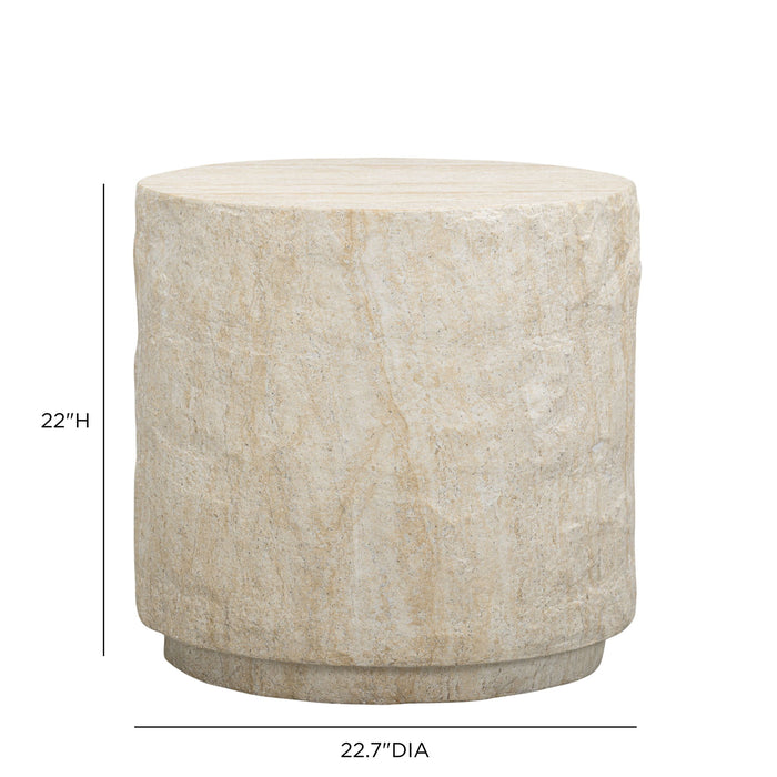 Roxanne - Faux Slab Indoor / Outdoor Side Table - Travertine