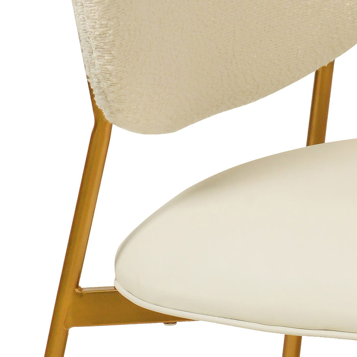 McKenzie - Boucle & Vegan Leather Stackable Dining Chair (Set of 2) - Cream