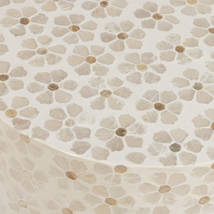 Lorna - Capiz Shell Motif Stool - Pearl Petal