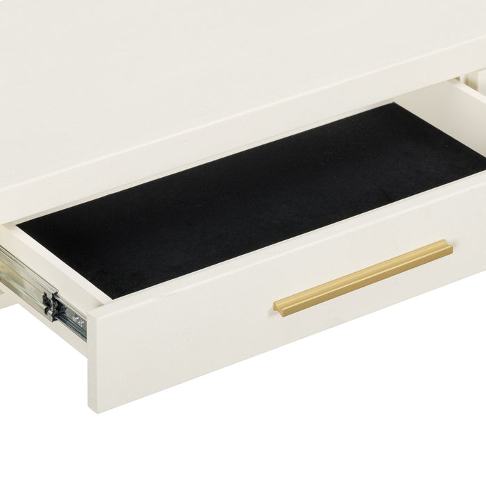 Dani - Faux Shagreen 2-Drawer Console Table - Cream