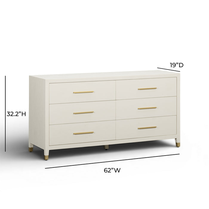 Dani - Faux Shagreen 6-Drawer Dresser - Cream