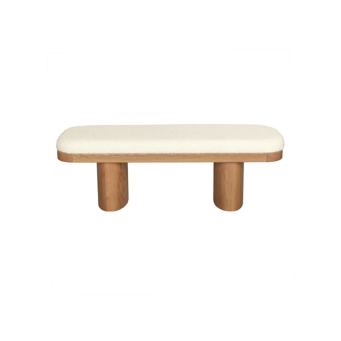 Ollie White Boucle Wooden Bench