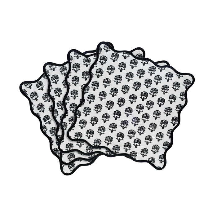 Crissy - Cotton Canvas Printed Napkins (Set of 4) - Black Vintage Floral