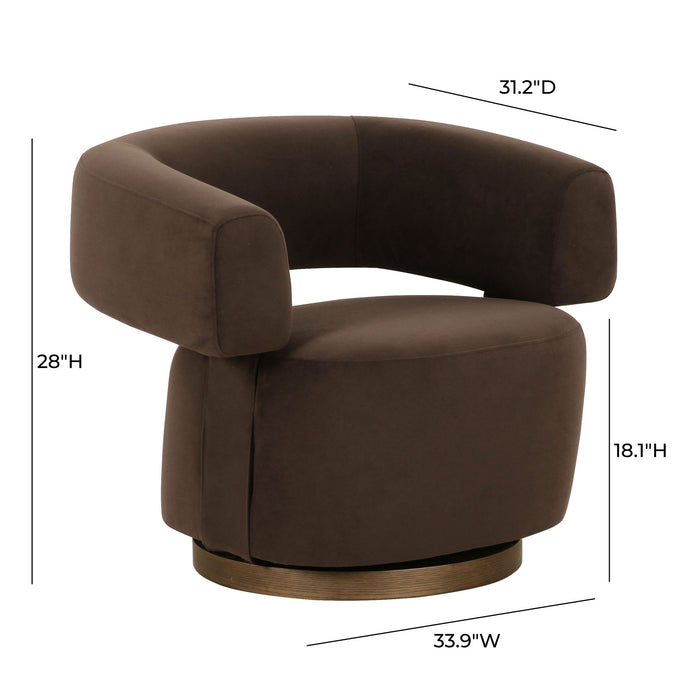 River - Performance Velvet Swivel Accent Chair - Chocolate Brown